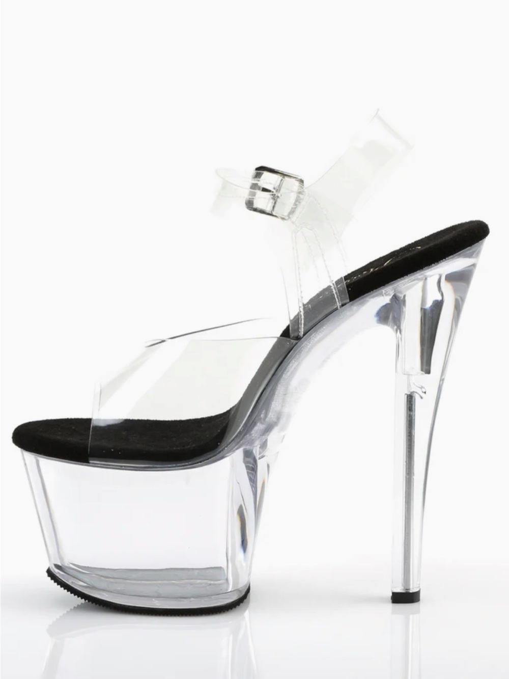 Pleaser Clear Platform Stiletto Sandals with Black Insole